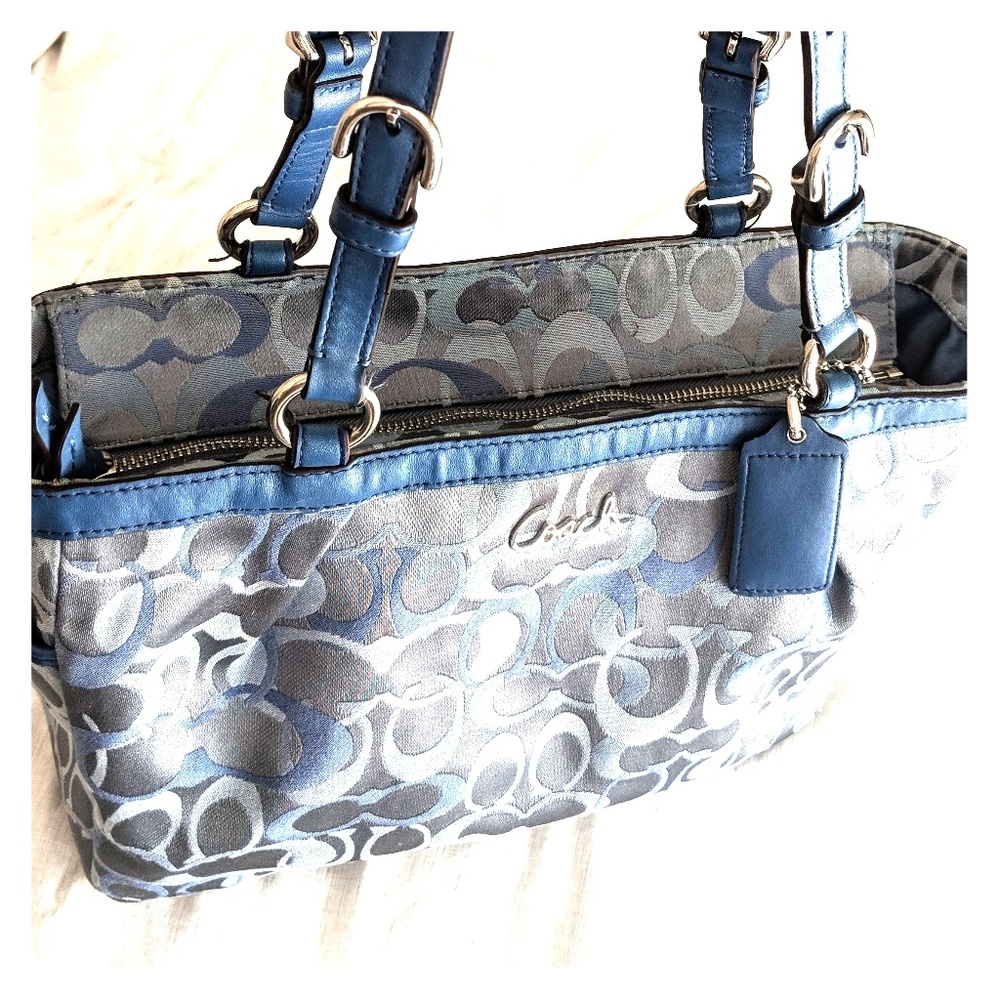 Coach blue canvas sachel/tote